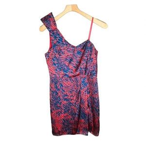 BCBGeneration Women's Raspberry Red Multi One-Shoulder Cocktail Dress